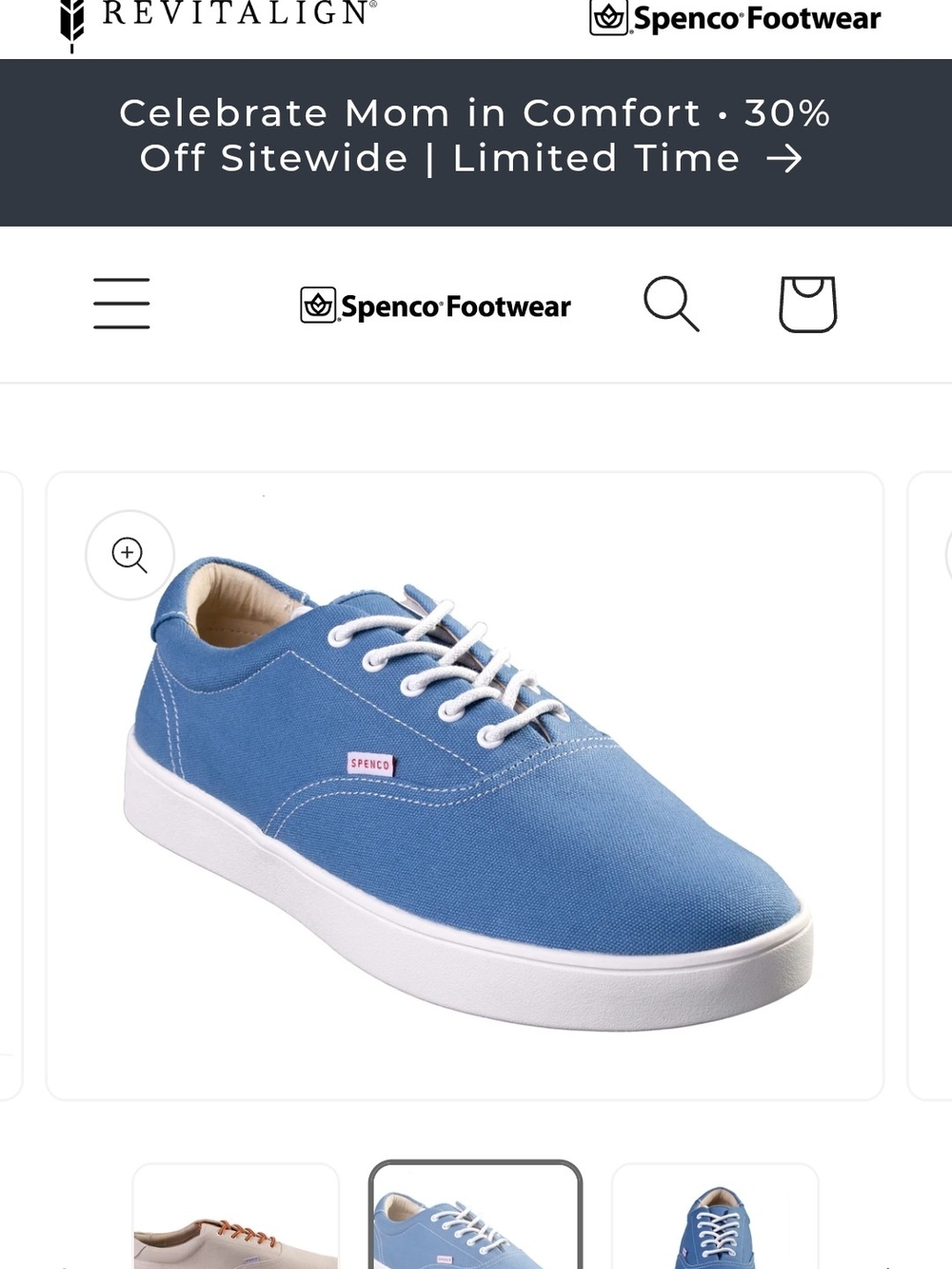 REVITALIGN Light Blue Canvas Lace-Up Sneaker